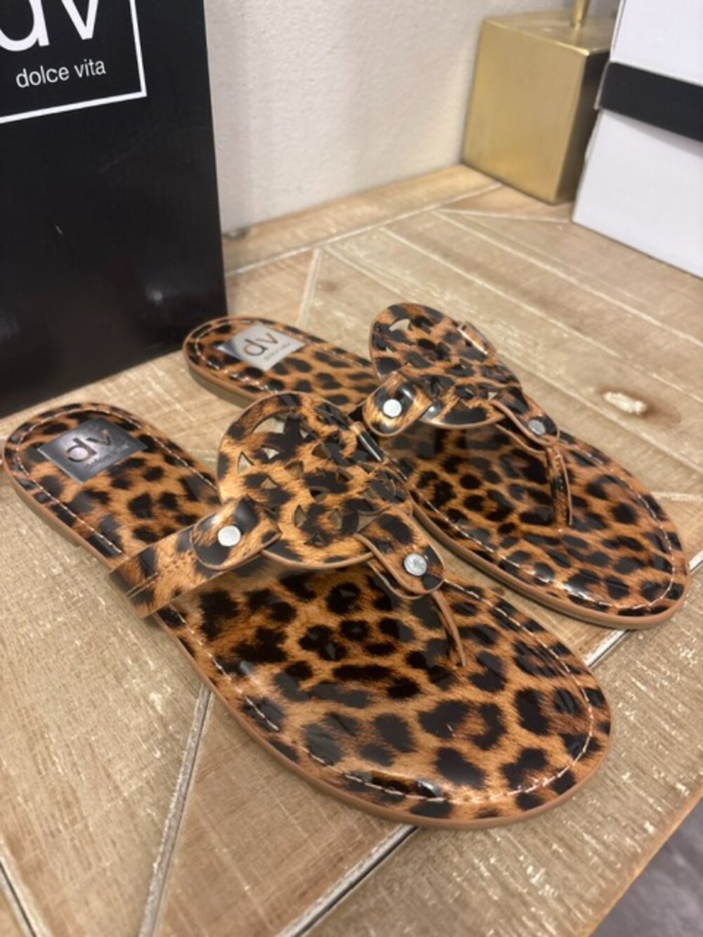 NEW Dolce Vita Gotie Leopard Patent Sandals Women Sizes: 8, 8.5, 9, 10 - Picture 4 of 5